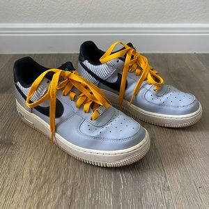 Kids Gray and Black Sneakers with Yellow Laces